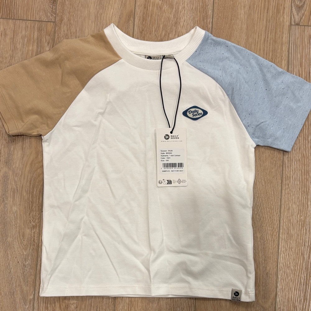 Dream Squad Kids Colorblock Tee - White, Tan, and Blue